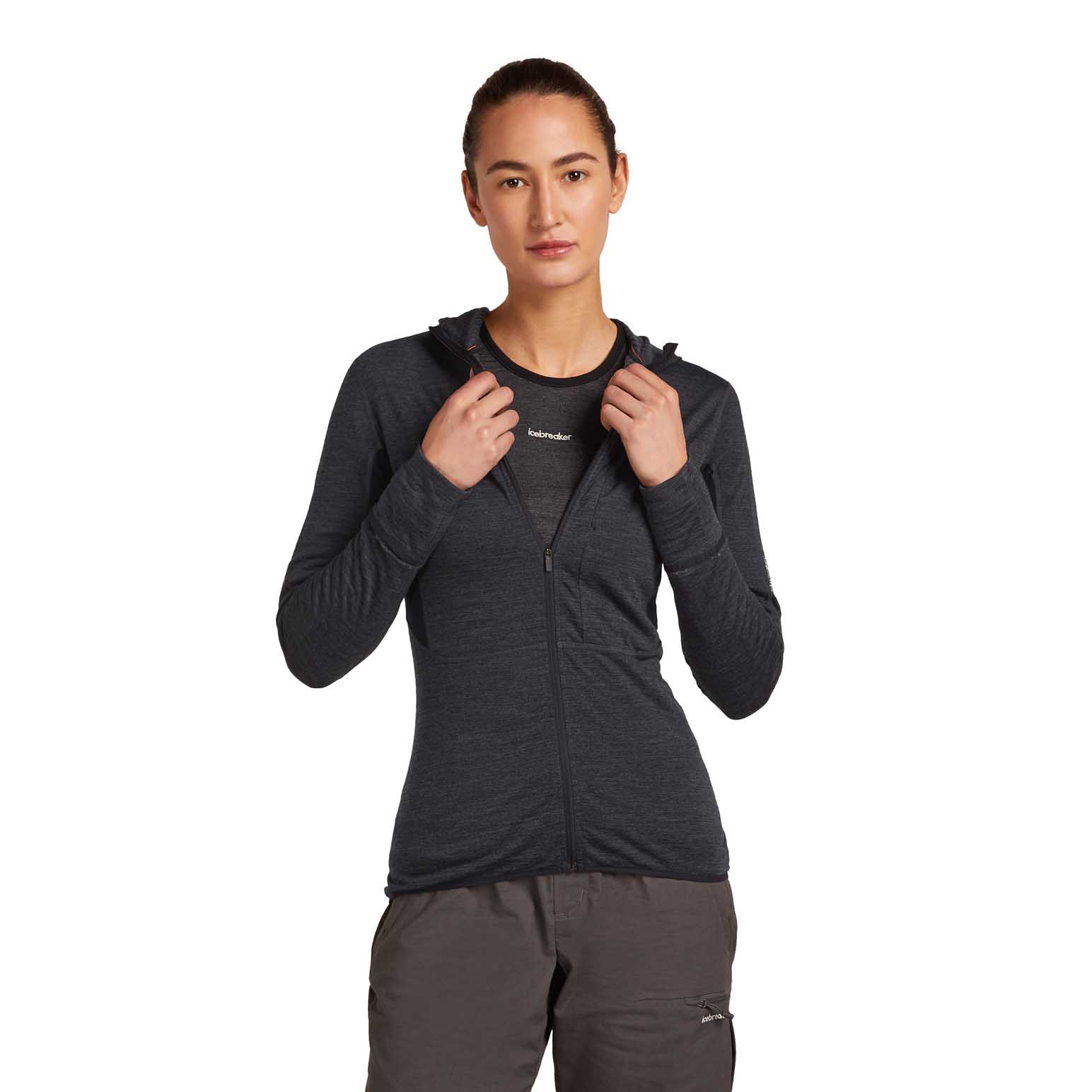 Icebreaker W Merino Blend 200 RealFleece Descender LS Zip Hoodie